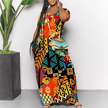 Amazon.com: Ynaedita Women 2024 Casual African Printed Plus